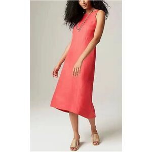 J. JILL A-Line Midi Linen Blend Dress Strawberry Medium NWT